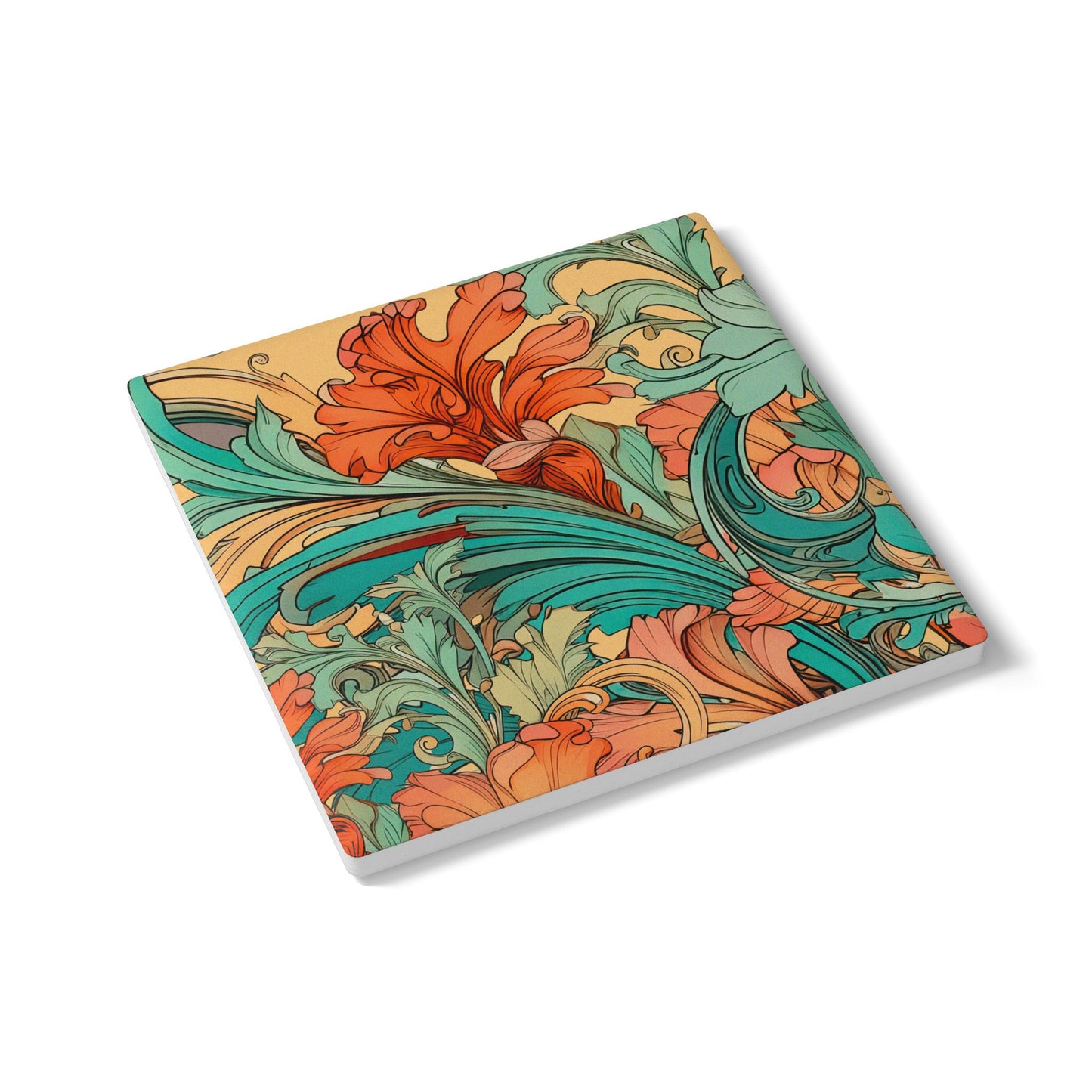 Coral Flourish Ceramic Coaster Botanical Drink Coaster