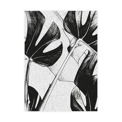 Monstera Leaf Black White Postcards
