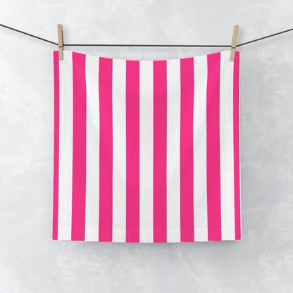 Pink Stripe Face Towel Pink Bathroom Towel