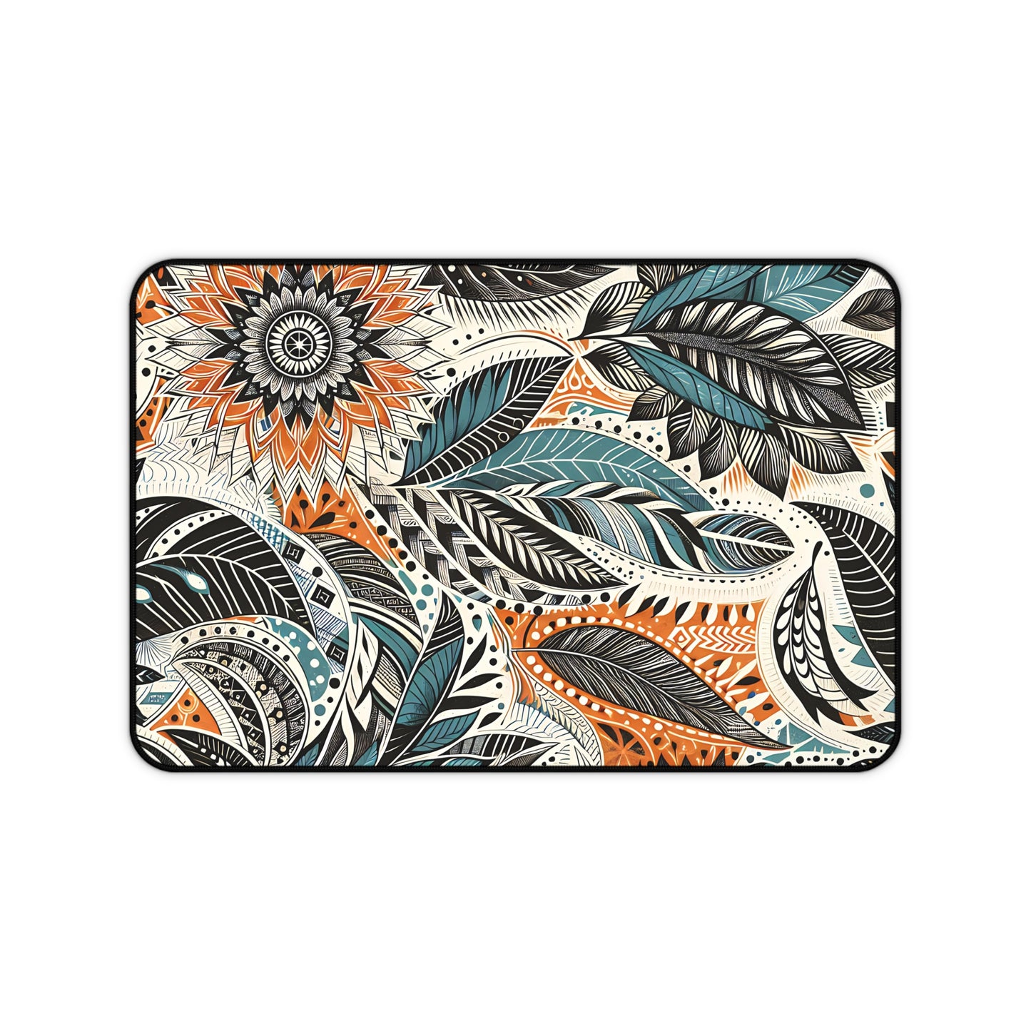 Botanical Leaves Blue Desk Pad