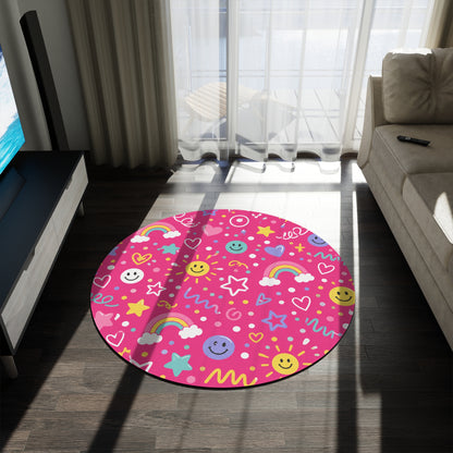 Pink Pop Round Rug 60 Inch Pink Area Rug