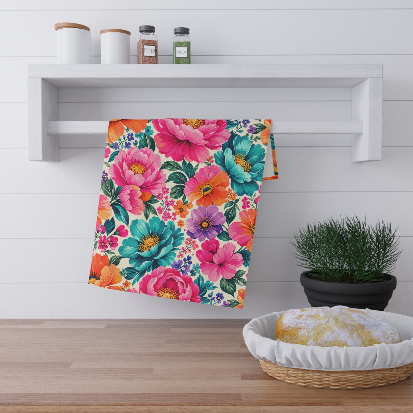 Dreamy Floral Cotton Twill Tea Towel 18 x 30 Floral Kitchen Towel