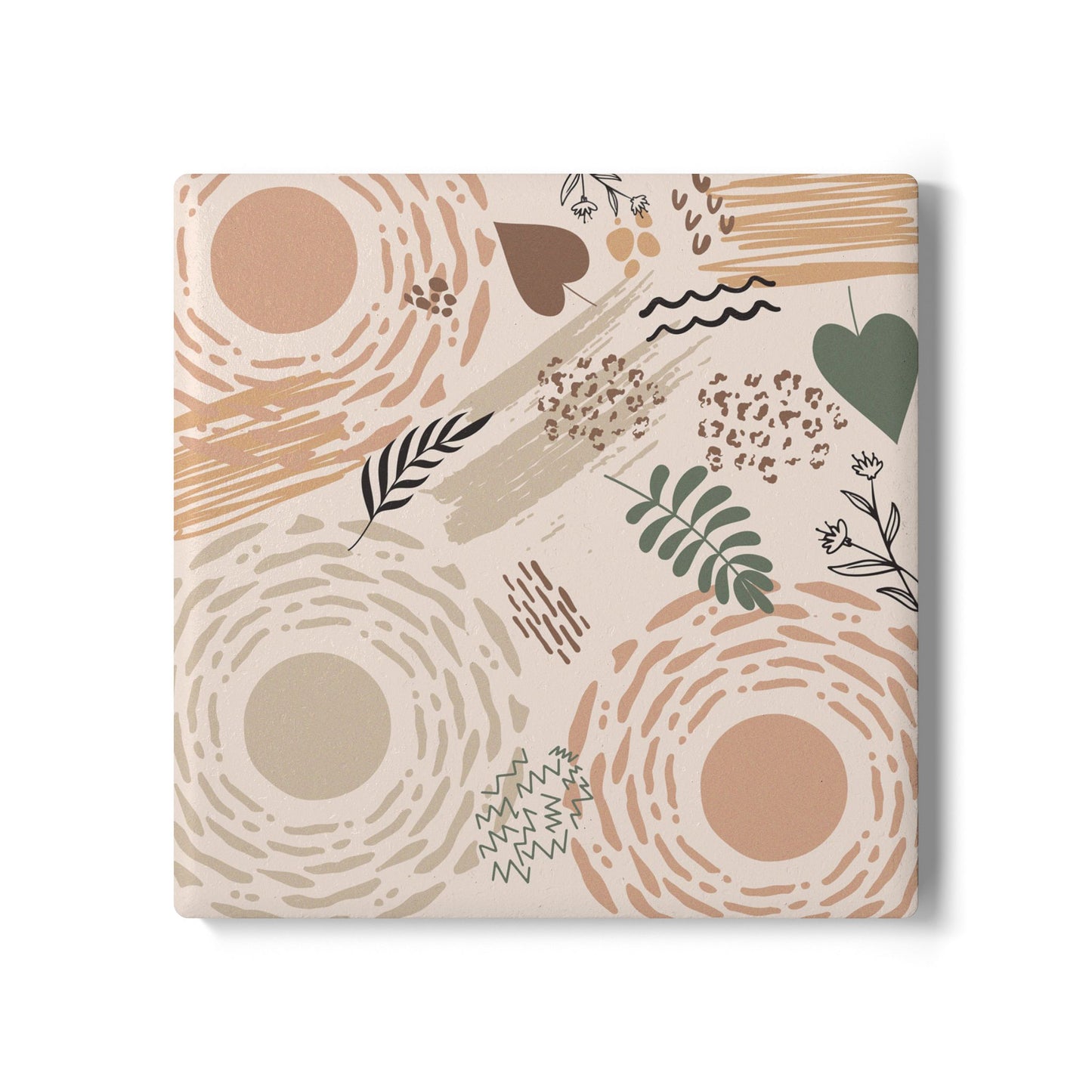 Neutral Flow Ceramic Coaster Modern Abstract Drink Coaster