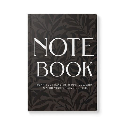 Muted Charcoal Leaves A5 Lined Journal Minimal Botanical Notebook | Coordinated Collection