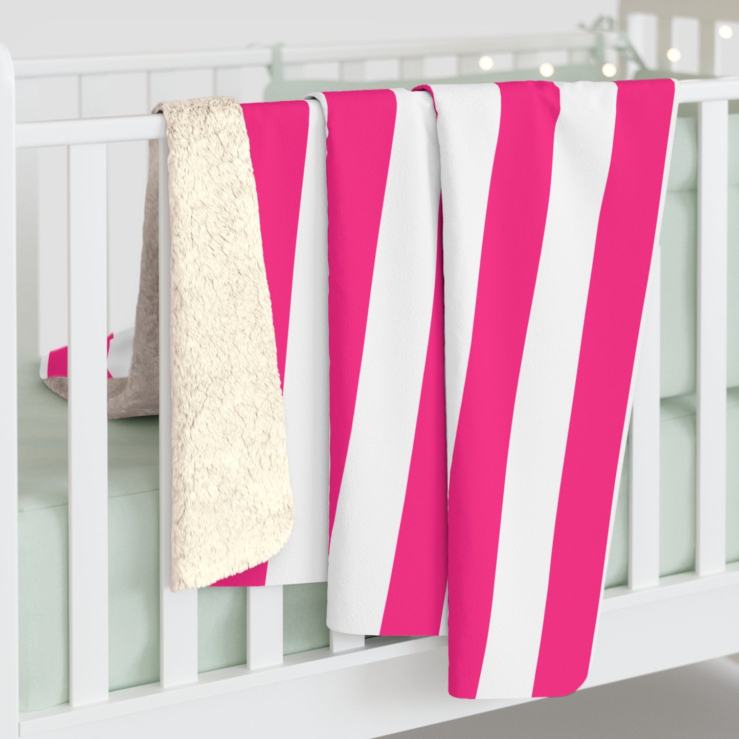 Pink Stripe Sherpa Blanket