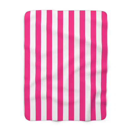 Pink Stripe Sherpa Blanket