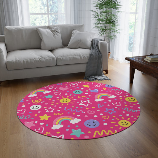 Pink Pop Round Rug 60 Inch Pink Area Rug