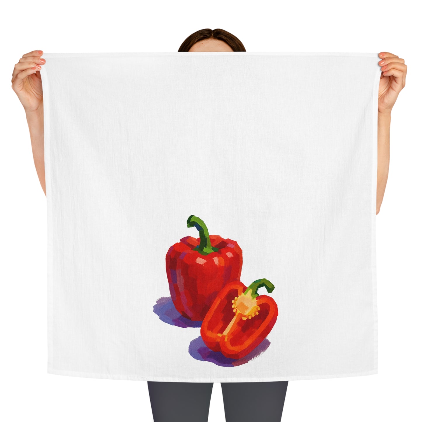 Red Pepper Kitchen Tea Towel Cotton Dish Towel Vegetable Design Decorative Towel