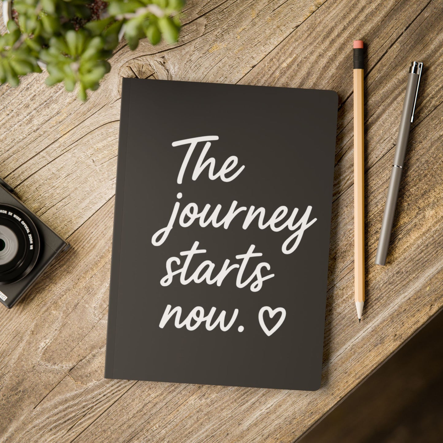 Black The Journey Starts Now A5 Lined Journal