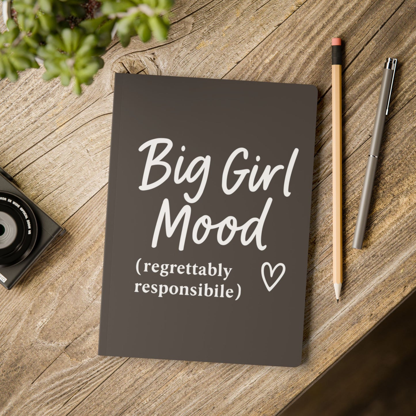 Muted Charcoal Big Girl Mood A5 Lined Journal