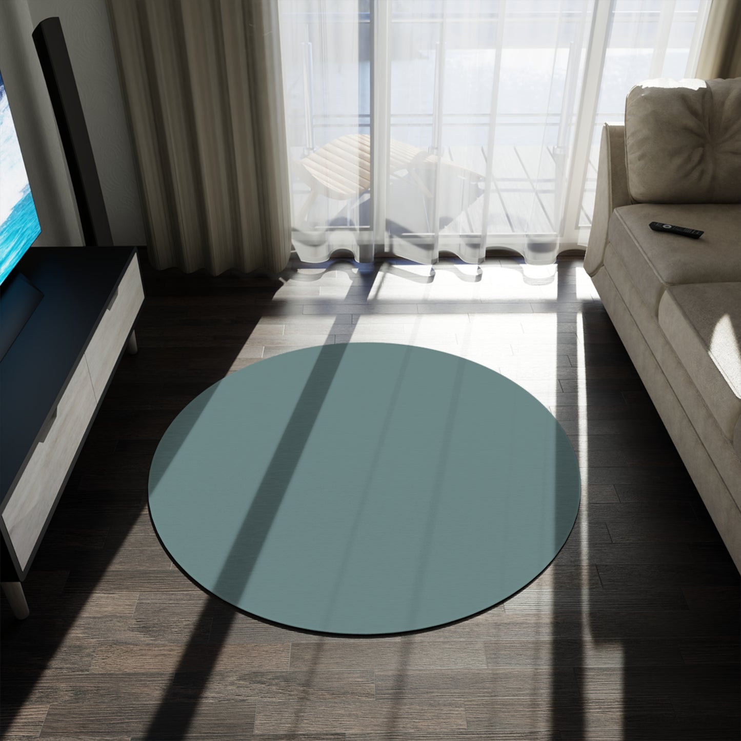 Dusty Blue Coordinated Round Rug 60 Inch Floor Rug Minimal Home Decor Living Room Rug