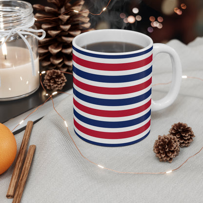Red, White and Blue Stripe Mug