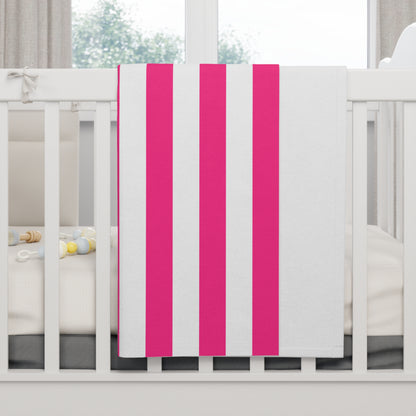 Pink Stripe Soft Fleece Baby Blanket Pink Nursery Blanket