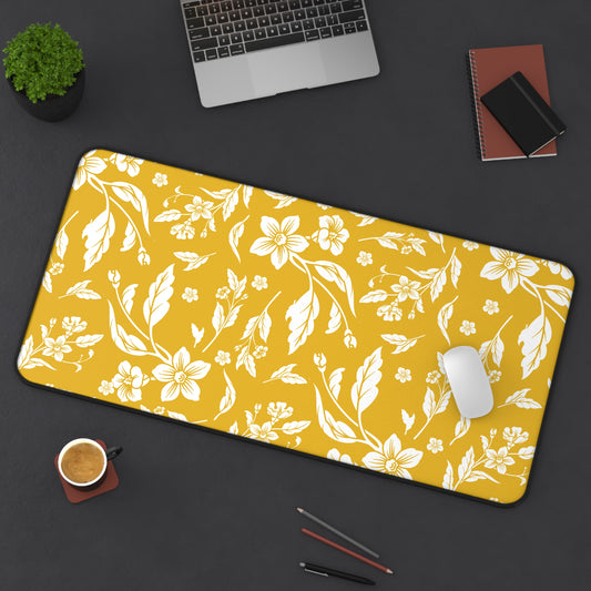 Honey Yellow Floral Desk Pad (12x18, 12x22 or 16x32)