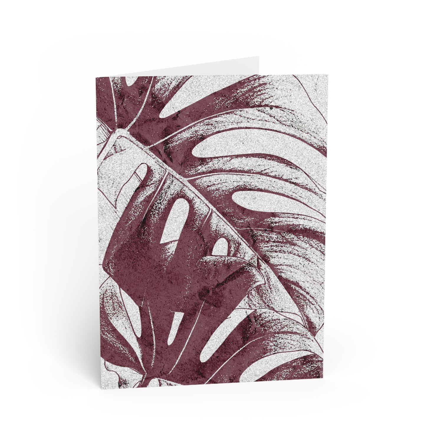 Monstera Leaf Mauve and White Note Card