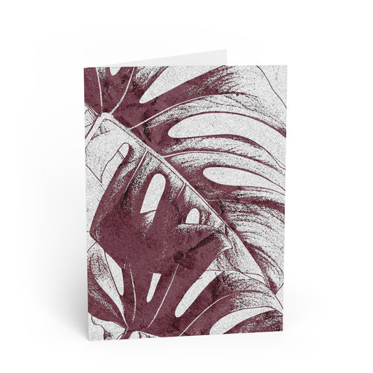 Monstera Leaf Mauve and White Note Card