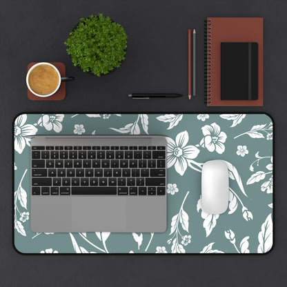 Dusty Blue Floral Desk Pad (12x18, 12x22 or 16x32)