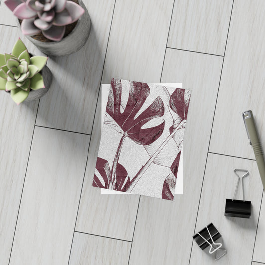 Monstera Leaf Mauve and White Postcards
