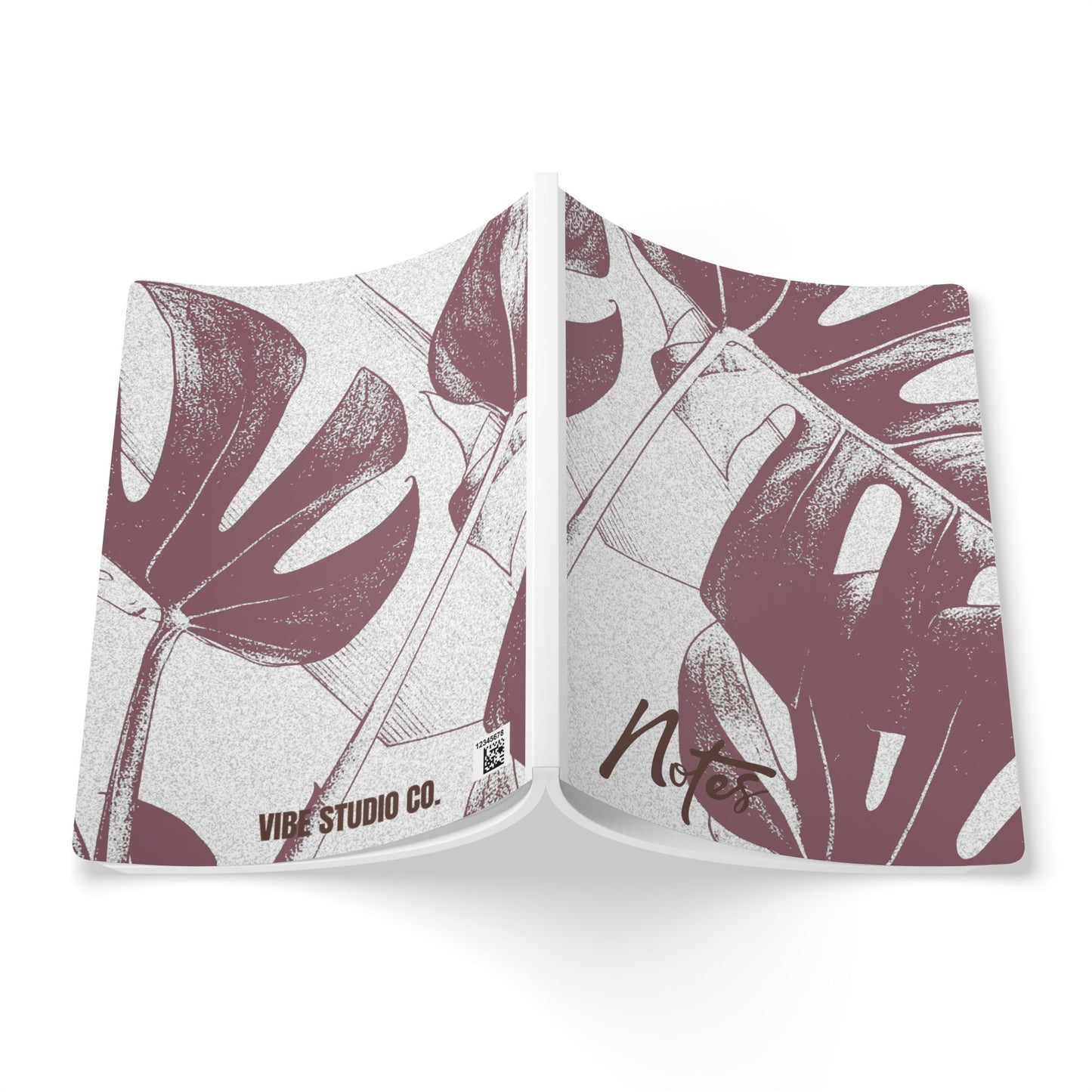 Monstera Leaf Mauve and Cream A5 Lined Journal