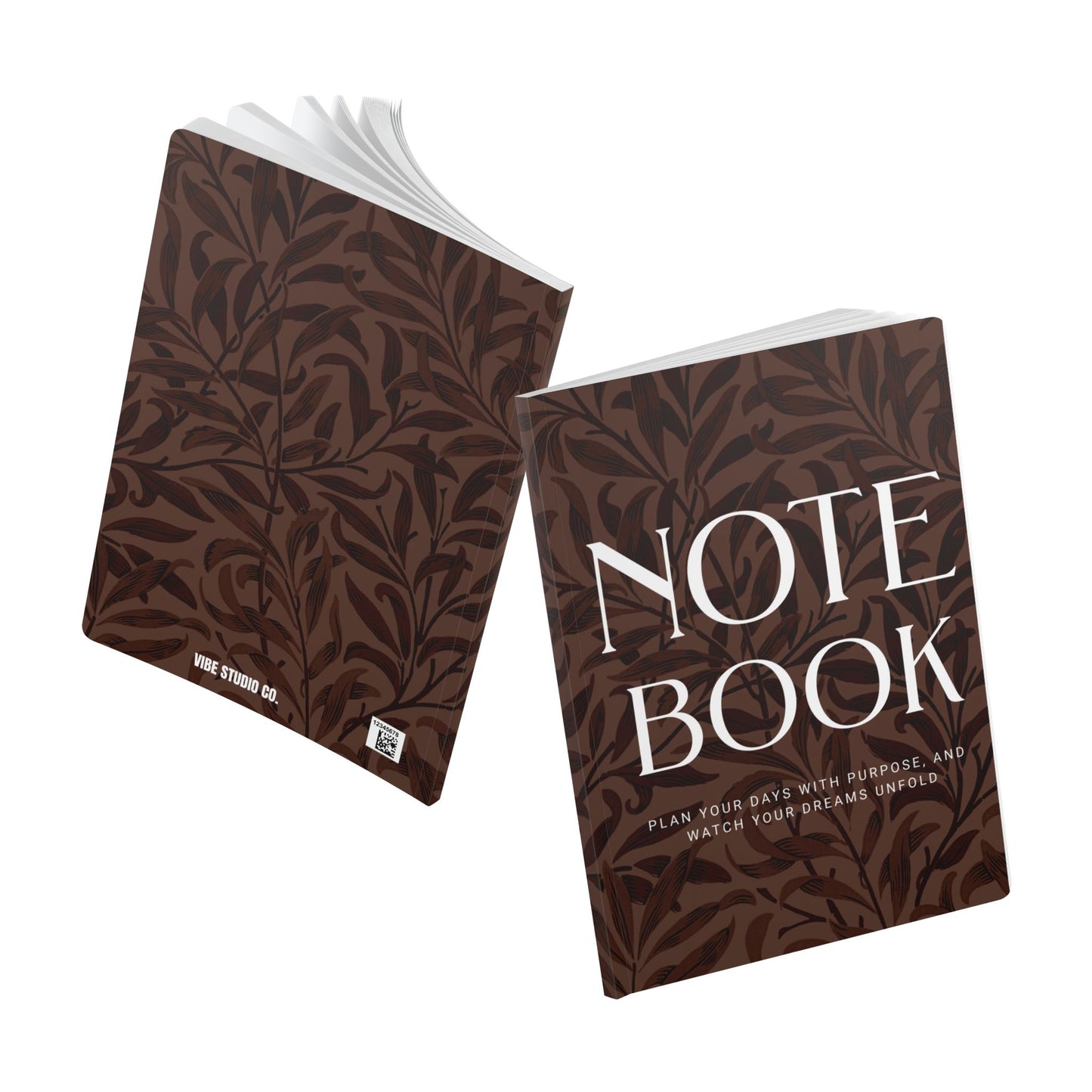 Chocolate Brown Leaves A5 Lined Journal Minimal Botanical Notebook | Coordinated Collection