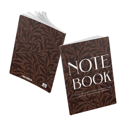 Chocolate Brown Leaves A5 Lined Journal Minimal Botanical Notebook | Coordinated Collection
