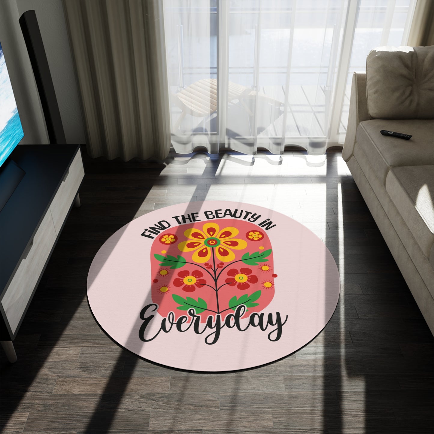Find the Beauty in Everyday Round Rug 60 Inch Floral Area Rug