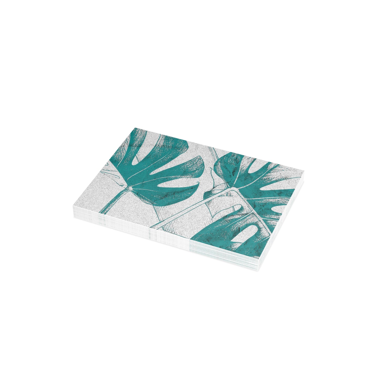 Monstera Leaf Deep Aqua Postcards