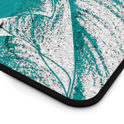 Monstera Leaf Deep Aqua Desk Pad