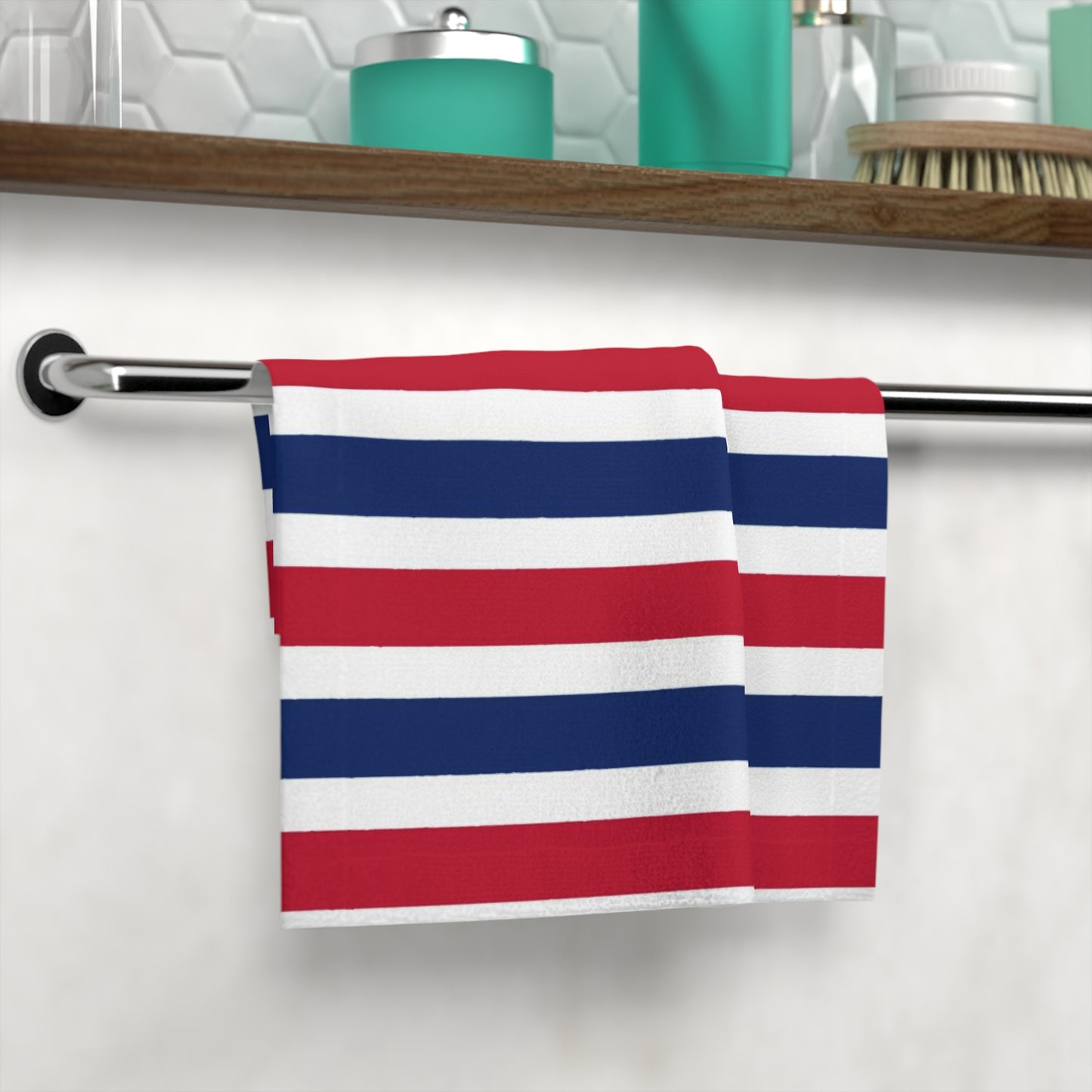 Red, White and Blue Stripes Face Towel