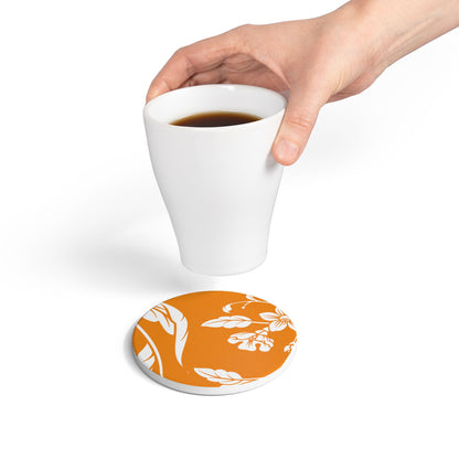 Tangerine Floral Ceramic Coaster Coordinated Collection