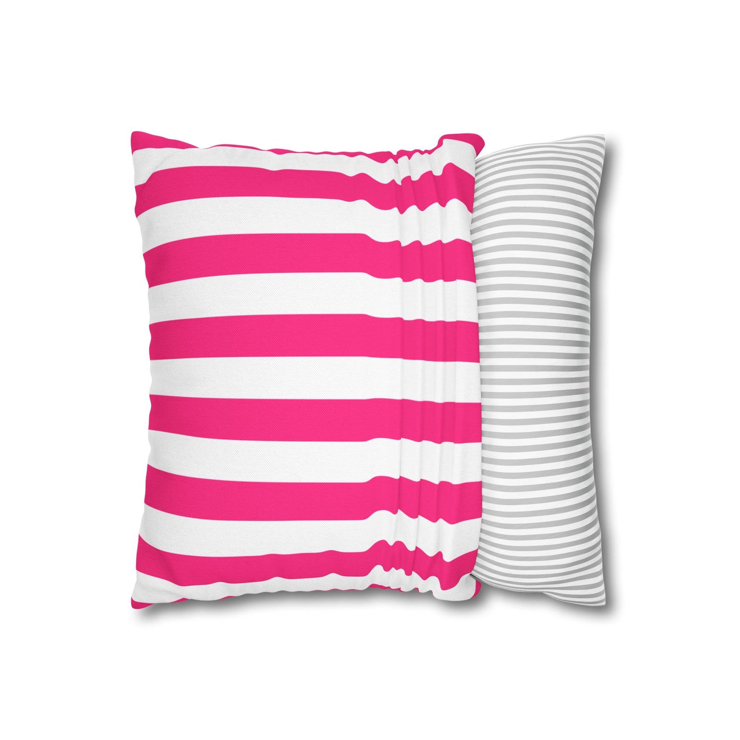 Pink Stripe Square Pillowcase 14 x 14 Pink Pillow Cover