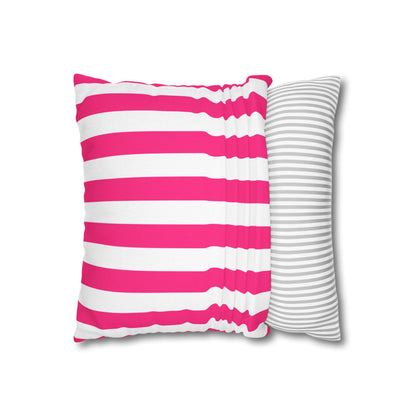 Pink Stripe Square Pillowcase 14 x 14 Pink Pillow Cover
