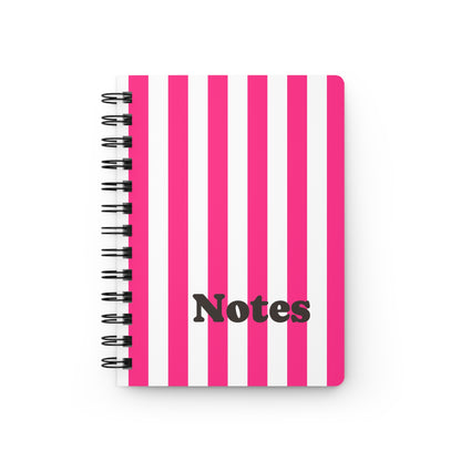 Pink Stripe Spiral Journal Pink and White Striped Notebook Lined Journal