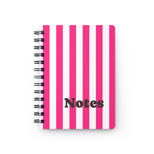 Pink Stripe Spiral Journal Pink and White Striped Notebook Lined Journal