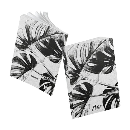 Monstera Leaf Black White A5 Lined Journal