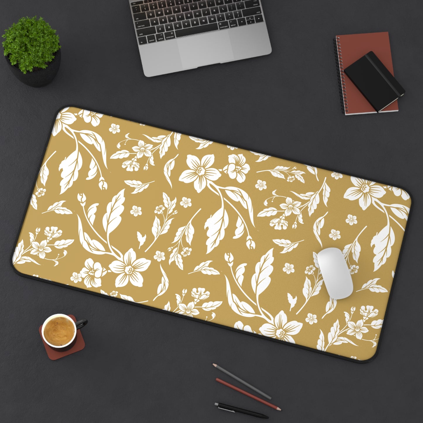 Muted Gold Floral Desk Pad (12x18, 12x22 or 16x32)