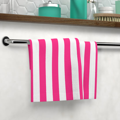Pink Stripe Face Towel Pink Bathroom Towel