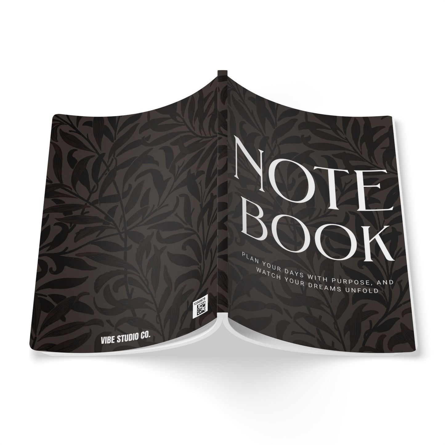 Muted Charcoal Leaves A5 Lined Journal Minimal Botanical Notebook | Coordinated Collection