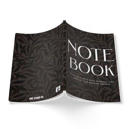 Muted Charcoal Leaves A5 Lined Journal Minimal Botanical Notebook | Coordinated Collection
