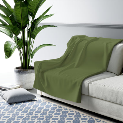 Olive Green Sherpa Fleece Blanket Cozy Plush Throw 3 Sizes Soft Warm Blanket