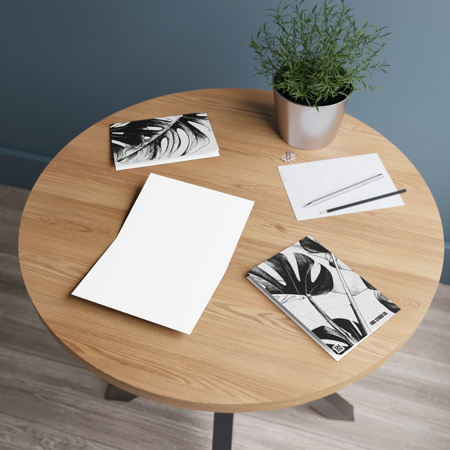 Monstera Leaf Black White Note Card