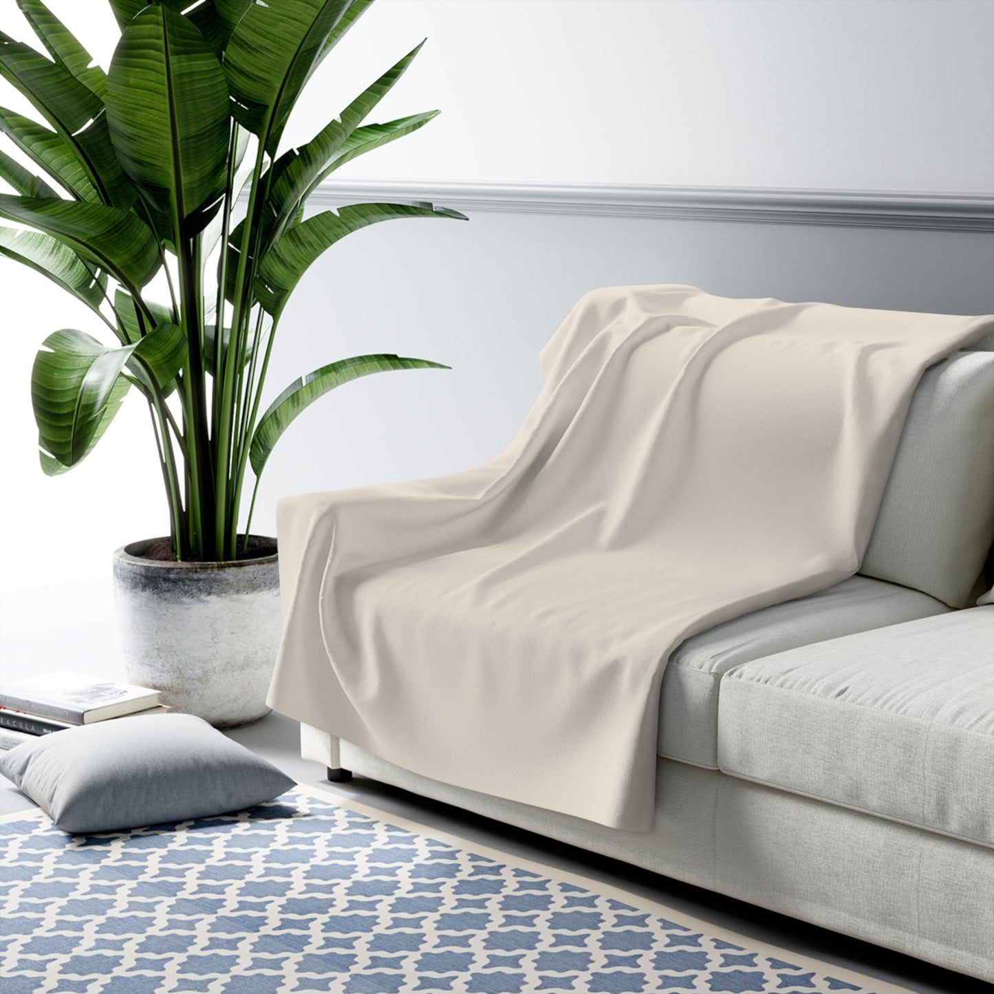 Latte Cream Fleece Blanket Cozy Plush Throw 3 Sizes Soft Warm Blanket