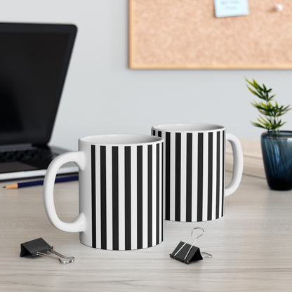 Black Stripe Ceramic Coffee Mug 11 oz Striped Mug