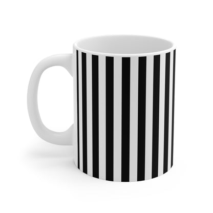 Black Stripe Ceramic Coffee Mug 11 oz Striped Mug