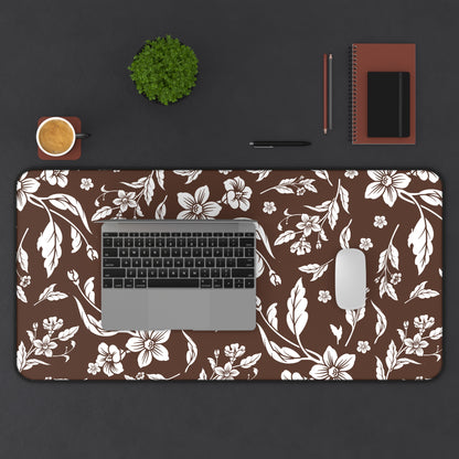 Chocolate Brown Floral Desk Pad (12x18, 12x22 or 16x32)