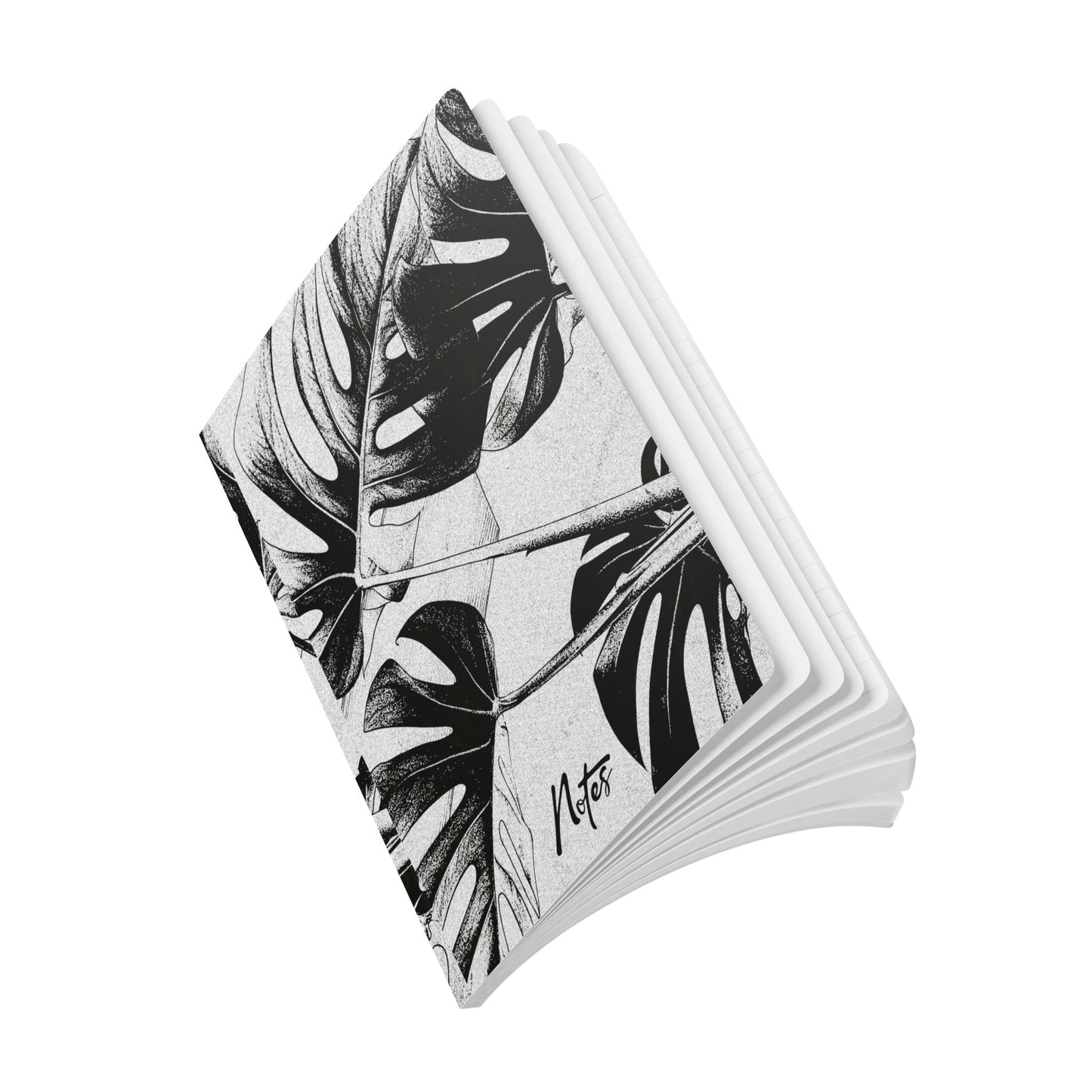 Monstera Leaf Black White A5 Lined Journal