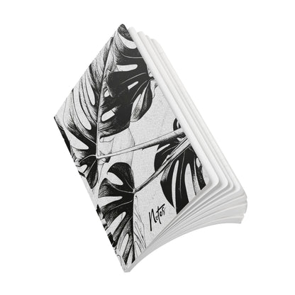 Monstera Leaf Black White A5 Lined Journal