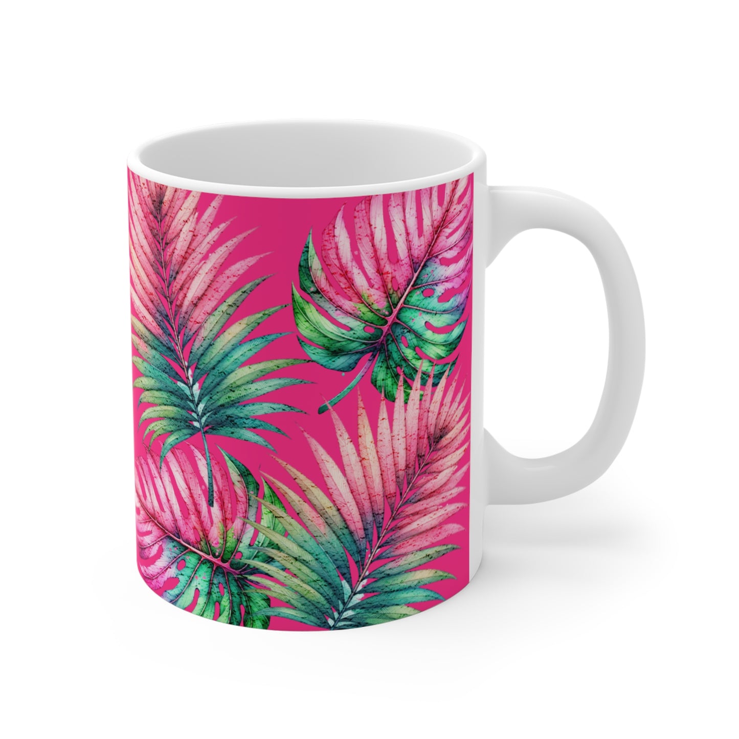 Tropical Vibes Ceramic Coffee Mug 11 oz Tropical Leaves Mug