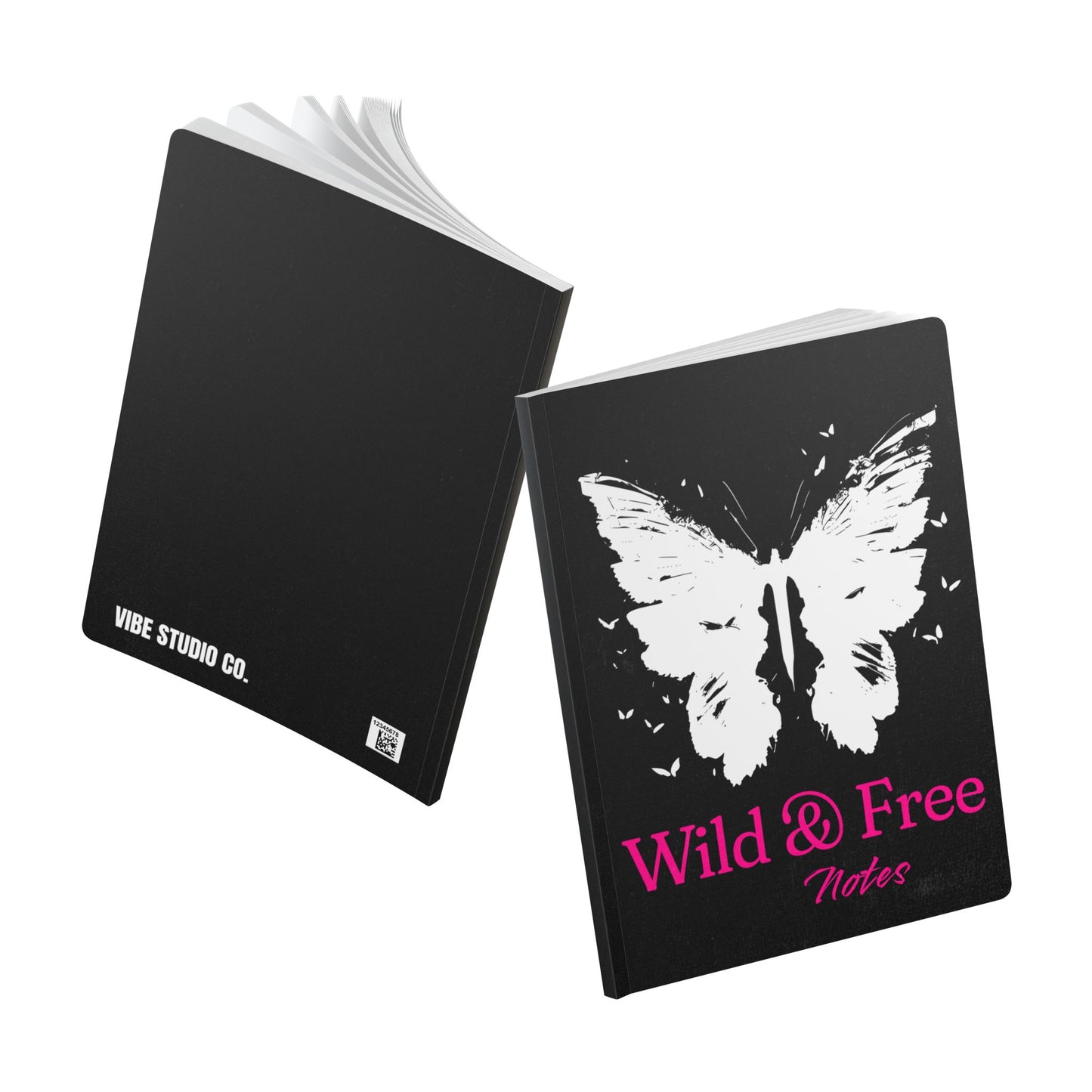 Wild & Free Butterfly Black A5 Lined Journal