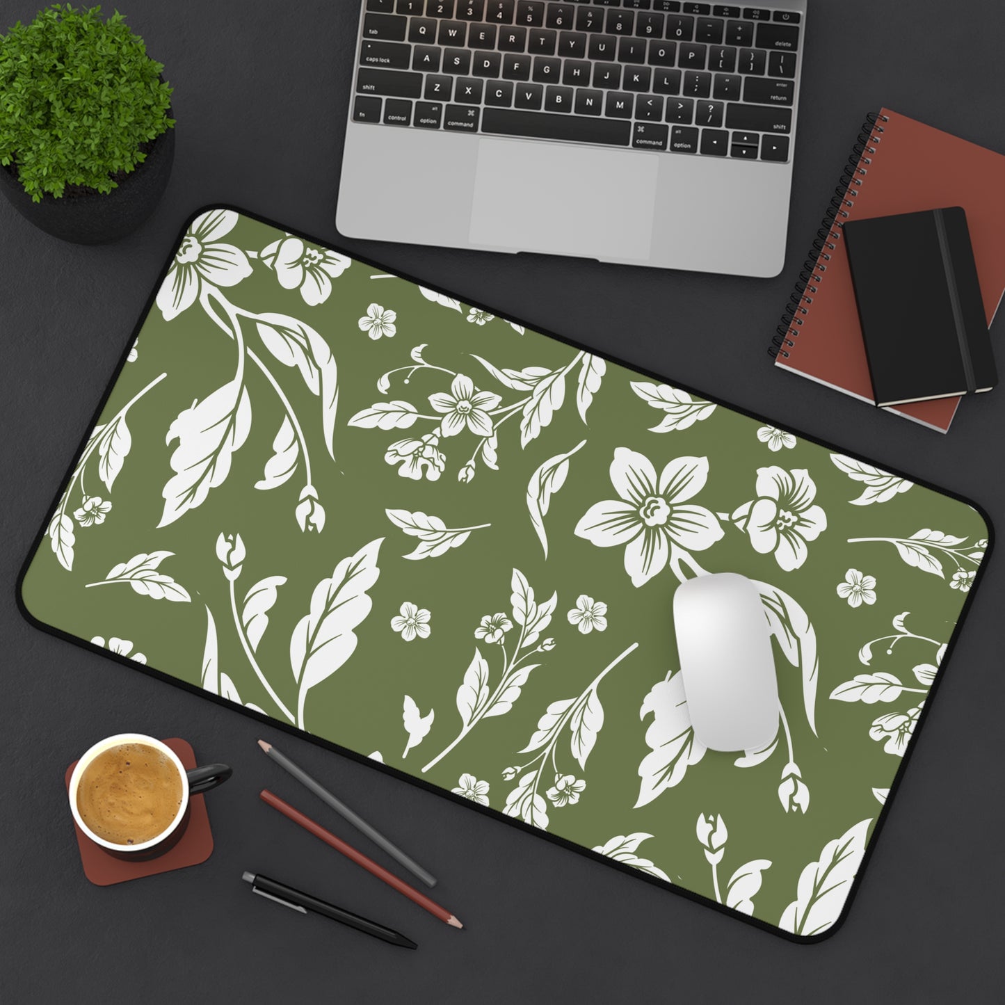Olive Floral Desk Pad (12x18, 12x22 or 16x32)